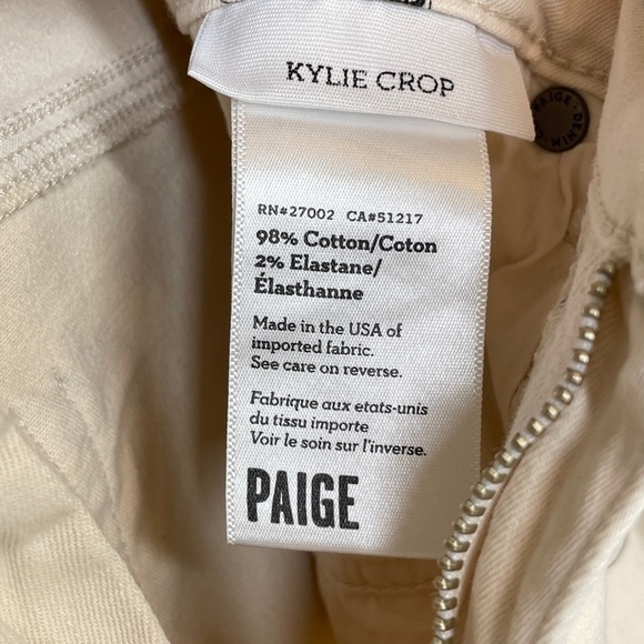 Paige Kylie Cropped Bicycle Print Cruiser Skinny Jeans Taupe Size 30 - Picture 15 of 16